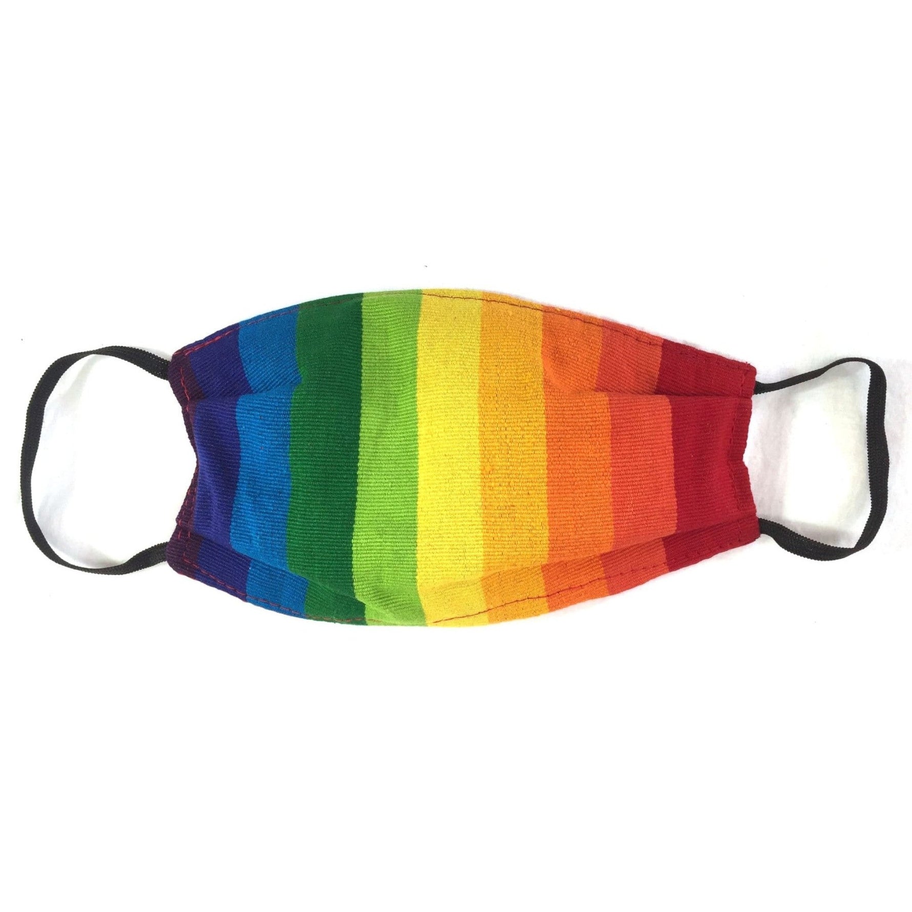 Rainbow Stripe Handwoven Pleated Cotton Mask - A Thread of Hope Guatemalan Fair Trade