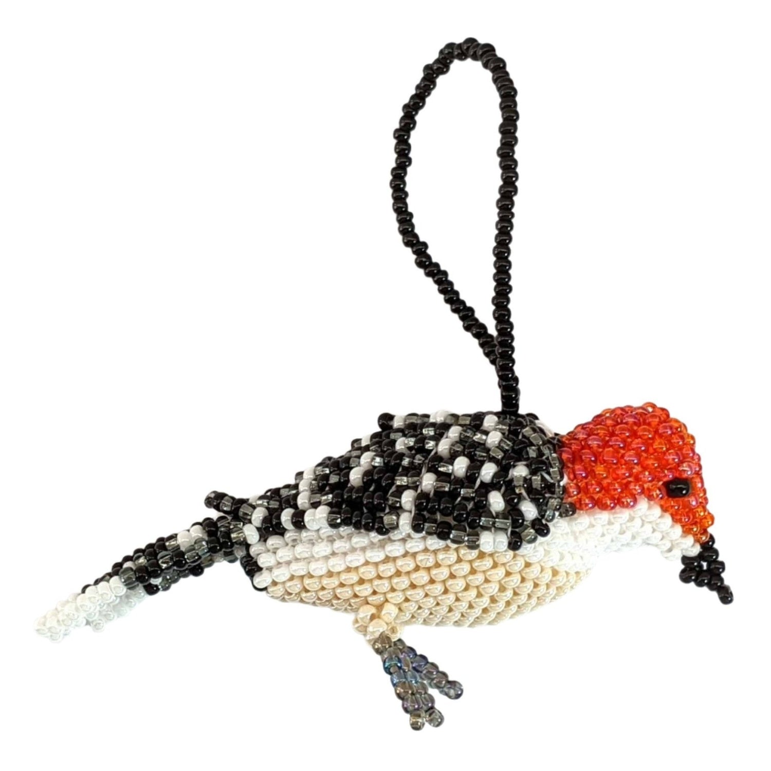 Red - Bellied Woodpecker Beaded Bird Ornament - A Thread of Hope Guatemalan Fair Trade
