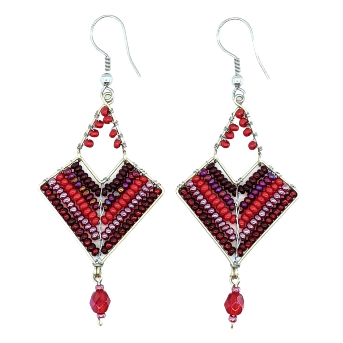 Reds Chevron Earrings - A Thread of Hope Guatemalan Fair Trade