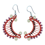 Reds Crescent Moon Beaded Earrings - A Thread of Hope Guatemalan Fair Trade