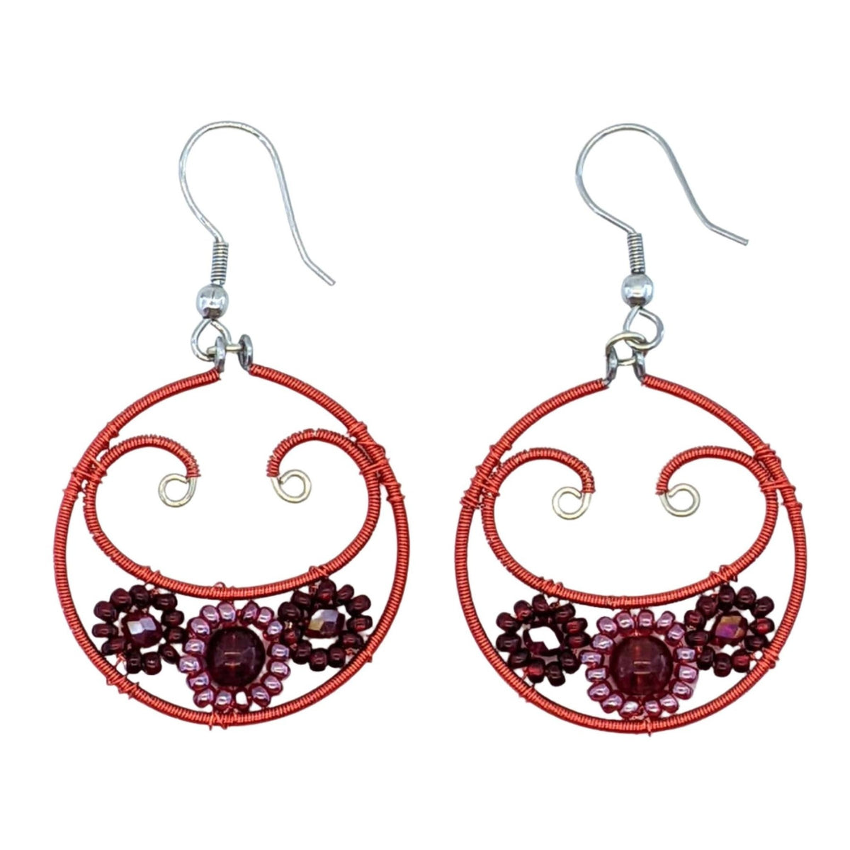 Reds Florecita Beaded Earrings - A Thread of Hope Guatemalan Fair Trade