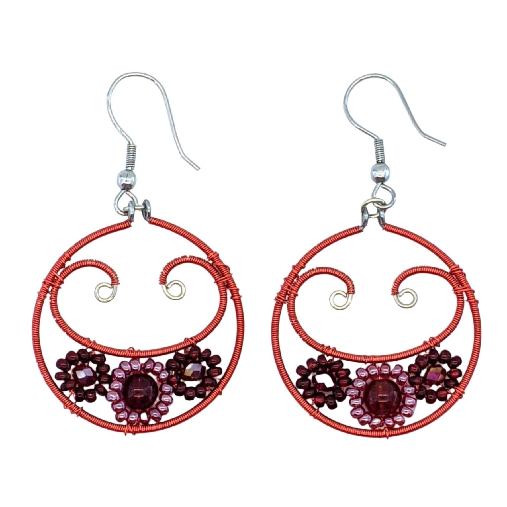 Reds Florecita Beaded Earrings - A Thread of Hope Guatemalan Fair Trade