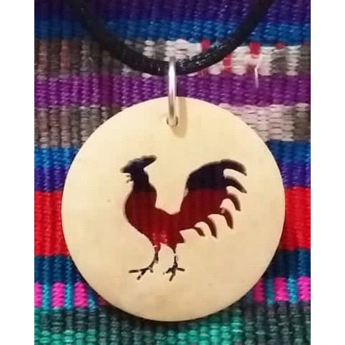 Rooster Coco Spirit Hand - Carved Coconut Shell Necklace - A Thread of Hope Guatemalan Fair Trade