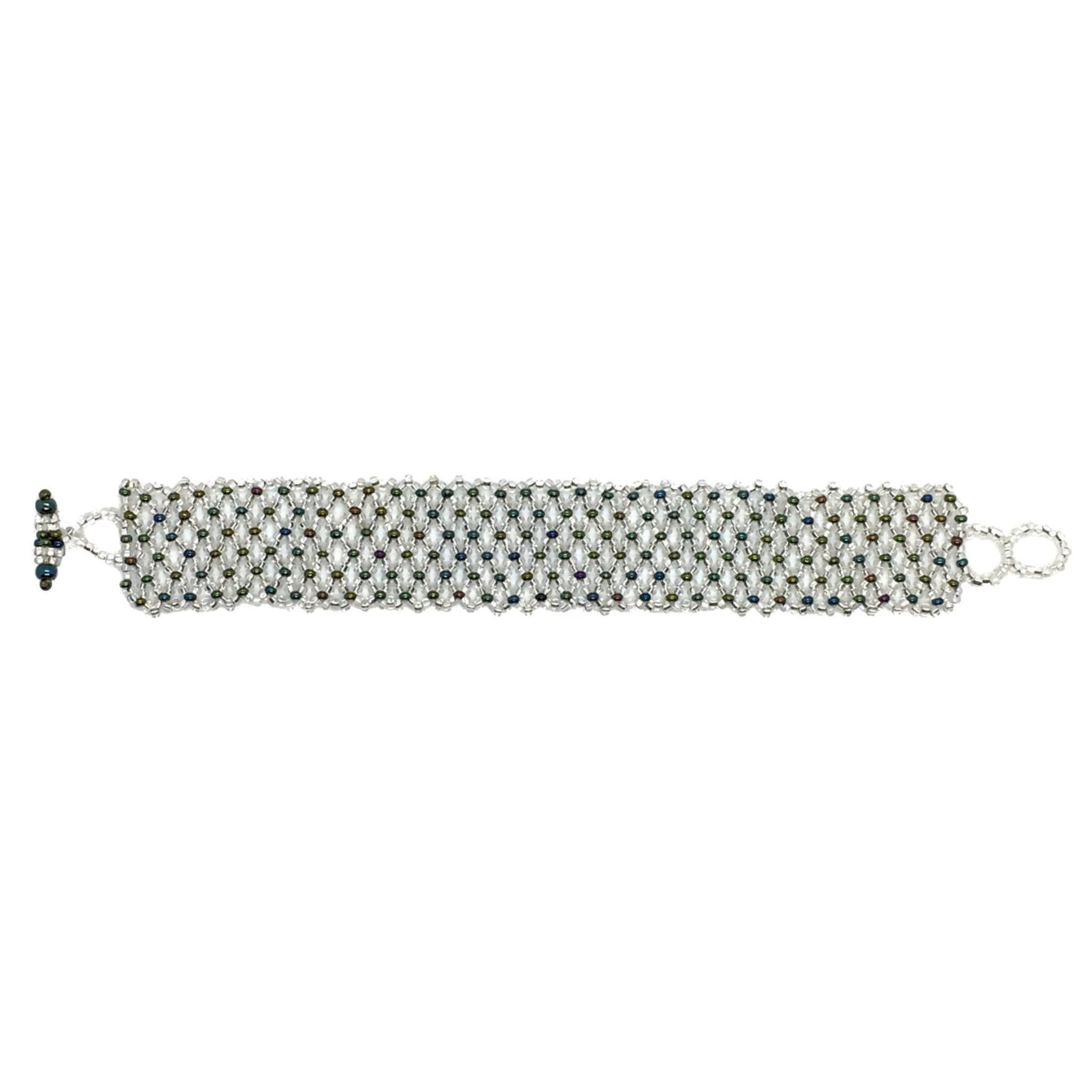 Silver White and Gray Laura Beaded Bracelet - A Thread of Hope Guatemalan Fair Trade