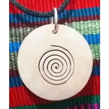 Spiral 4 Coco Spirit Hand - Carved Coconut Shell Necklace - A Thread of Hope Guatemalan Fair Trade
