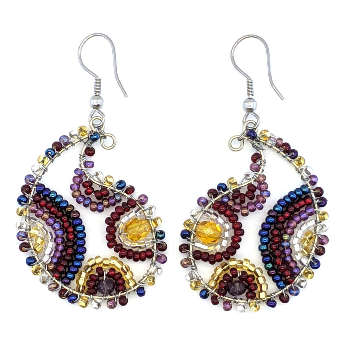 Sunset Paisley Beaded Earrings - A Thread of Hope Guatemalan Fair Trade