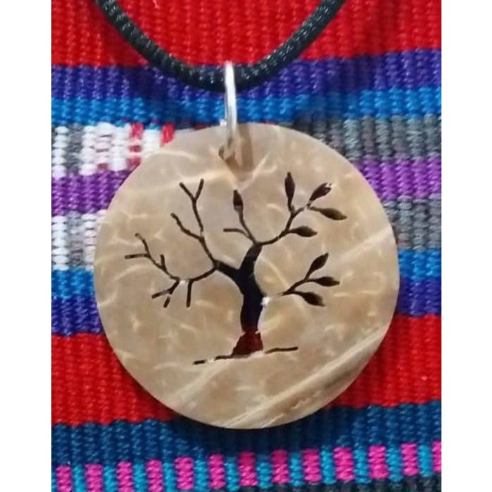 Tree of Life Winter to Spring Coco Spirit Hand - Carved Coconut Shell Necklace - A Thread of Hope Guatemalan Fair Trade