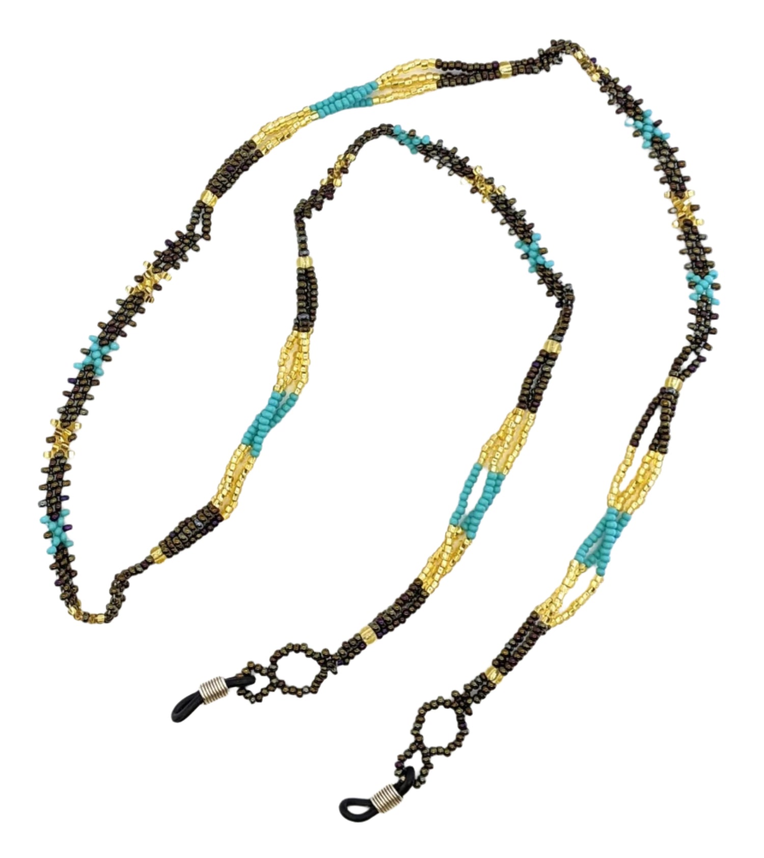 Turquoise, Bronze and Gold Beaded Glasses Holder - A Thread of Hope Guatemalan Fair Trade