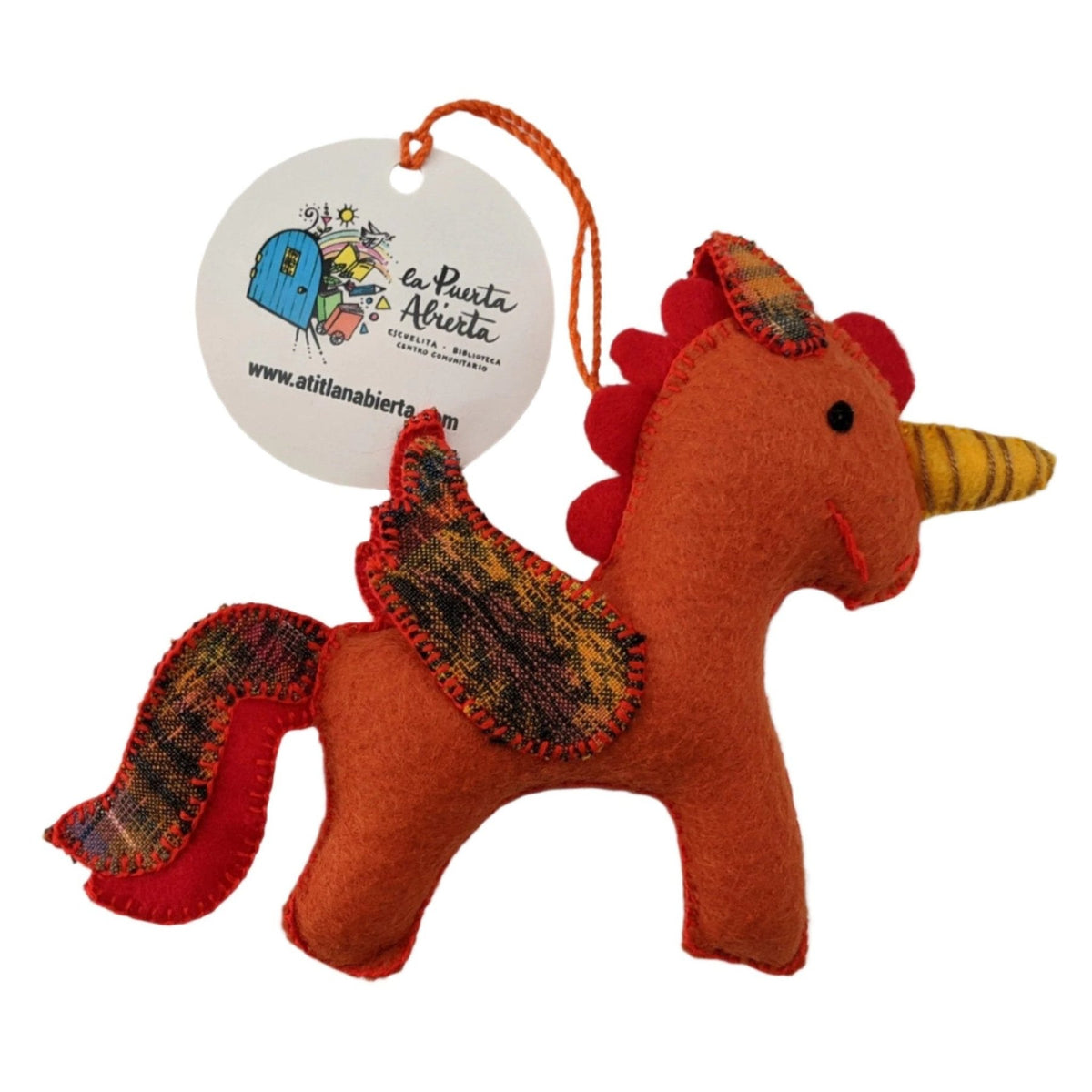 Unicorn Ornament - Felt and Repurposed Traditional Fabric - A Thread of Hope Guatemalan Fair Trade