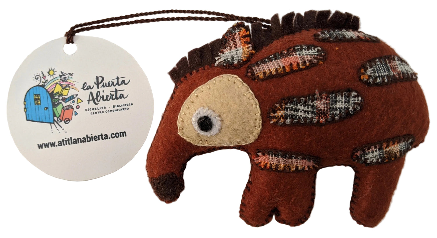 Anteater Ornament - Felt and Repurposed Traditional Fabric