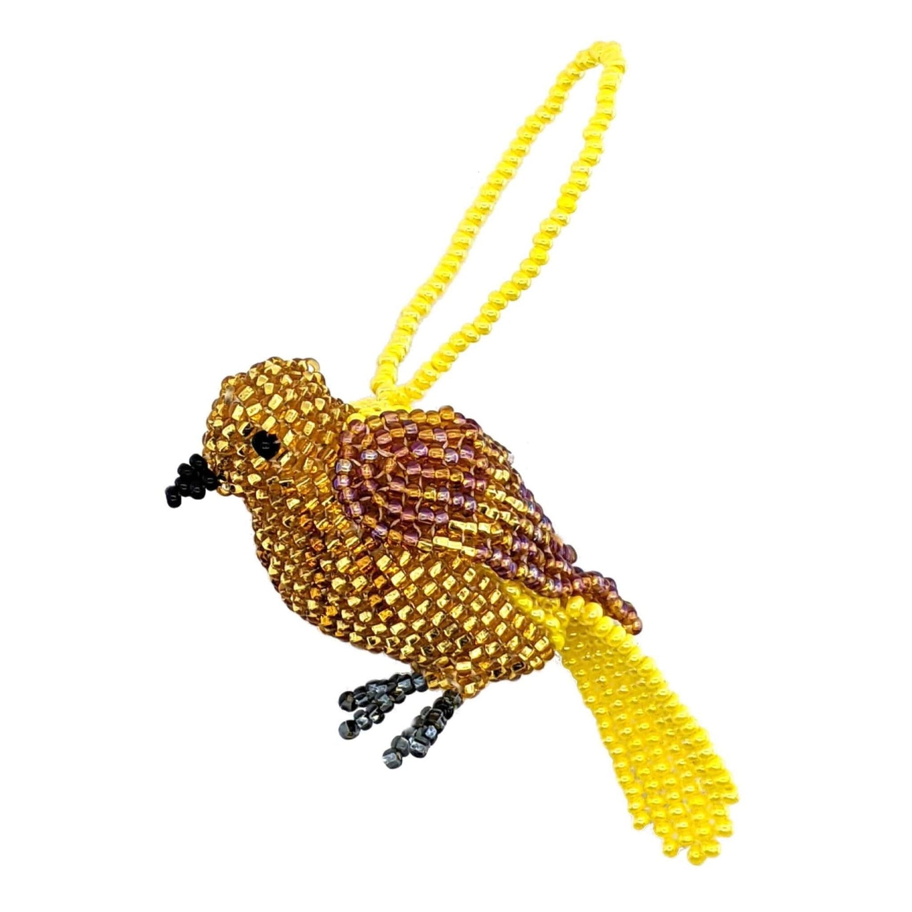 American Yellow Warbler Beaded Bird Ornament - A Thread of Hope Guatemalan Fair Trade