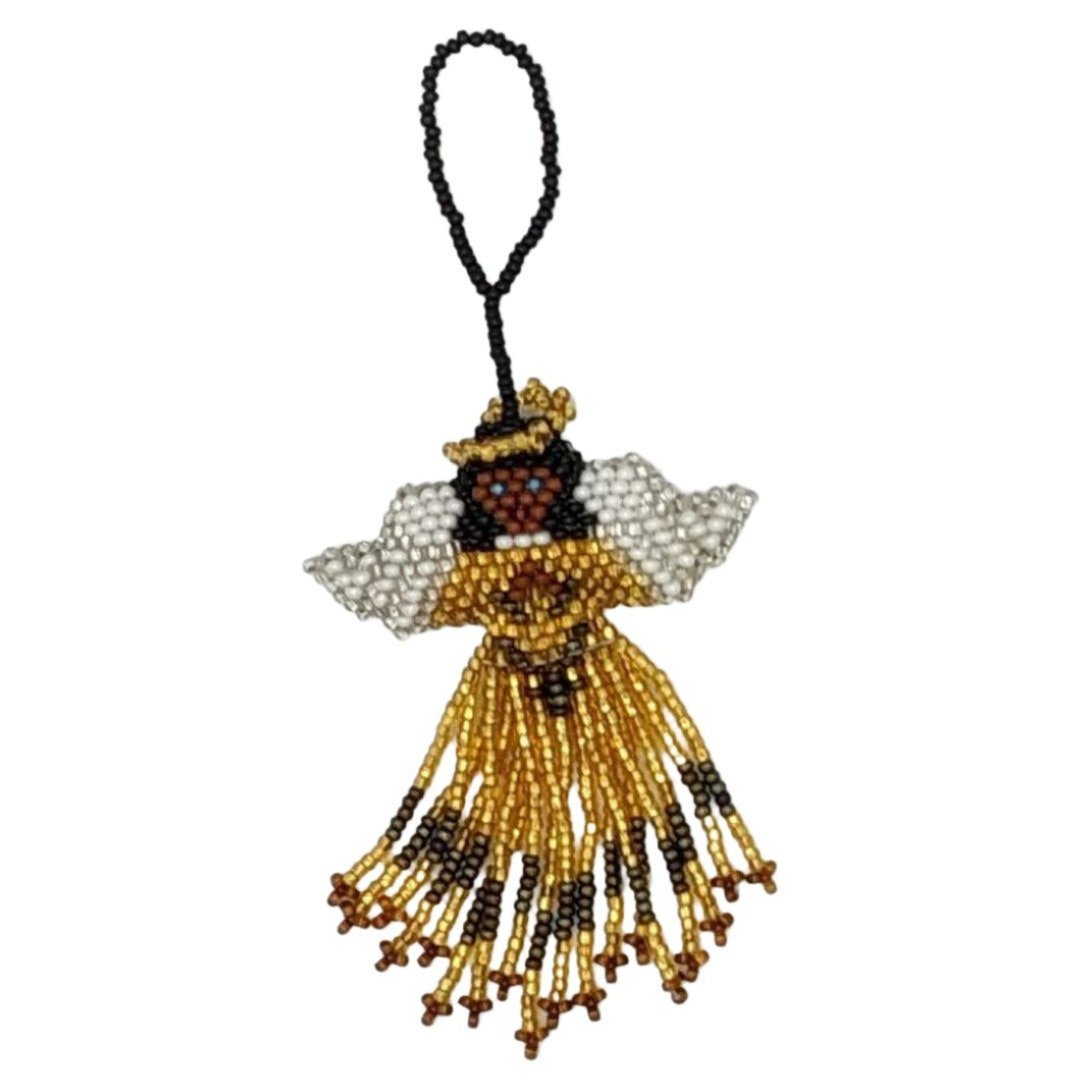 Angel Beaded Ornament - Brown Face, Black Hair, a Variety of Skirt Colors - A Thread of Hope Guatemalan Fair Trade