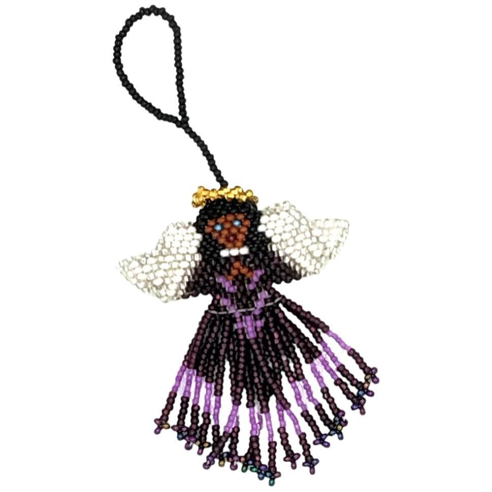 Angel Beaded Ornament - Brown Face, Black Hair, a Variety of Skirt Colors - A Thread of Hope Guatemalan Fair Trade