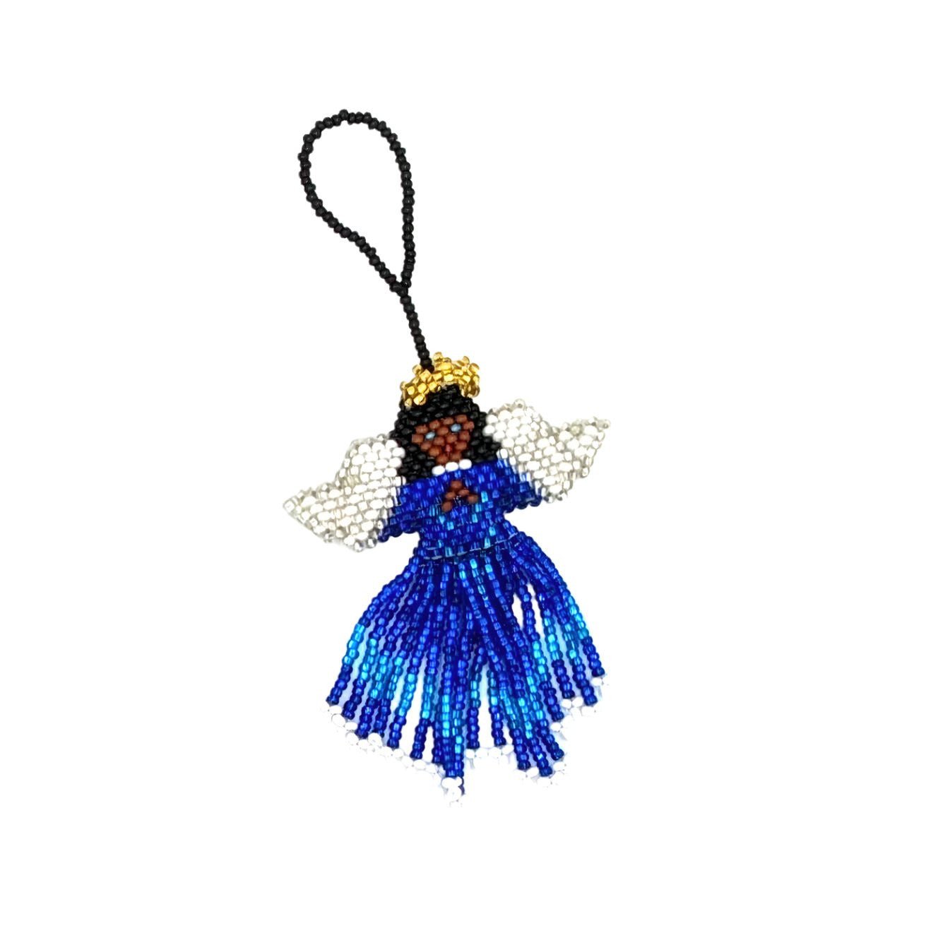 Angel Beaded Ornament - Brown Face, Black Hair, a Variety of Skirt Colors - A Thread of Hope Guatemalan Fair Trade