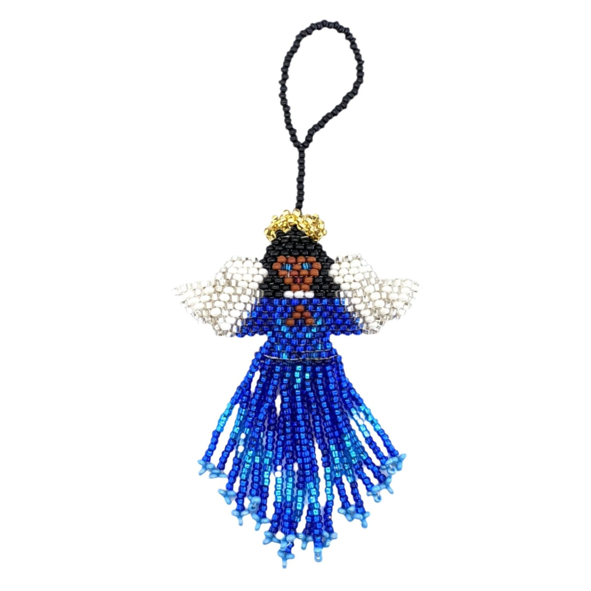 Angel Beaded Ornament - Brown Face, Black Hair, a Variety of Skirt Colors - A Thread of Hope Guatemalan Fair Trade