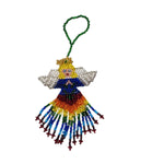 Angel Beaded Ornament - White Face, Blonde Hair, Rainbow Skirt - A Thread of Hope Guatemalan Fair Trade