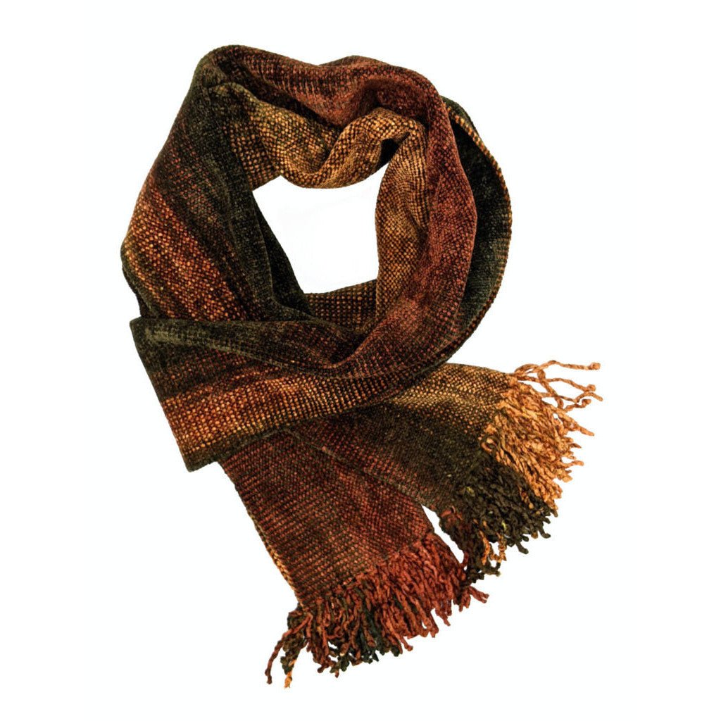 Autumn Bamboo Chenille Handwoven Scarf 8 x 68 - A Thread of Hope Guatemalan Fair Trade