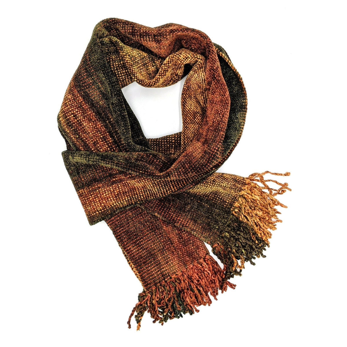 Autumn Bamboo Chenille Handwoven Scarf 8 x 68 - A Thread of Hope Guatemalan Fair Trade