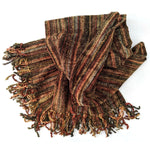 Autumn Micro Stripes Bamboo Chenille Handwoven Scarf - A Thread of Hope Guatemalan Fair Trade