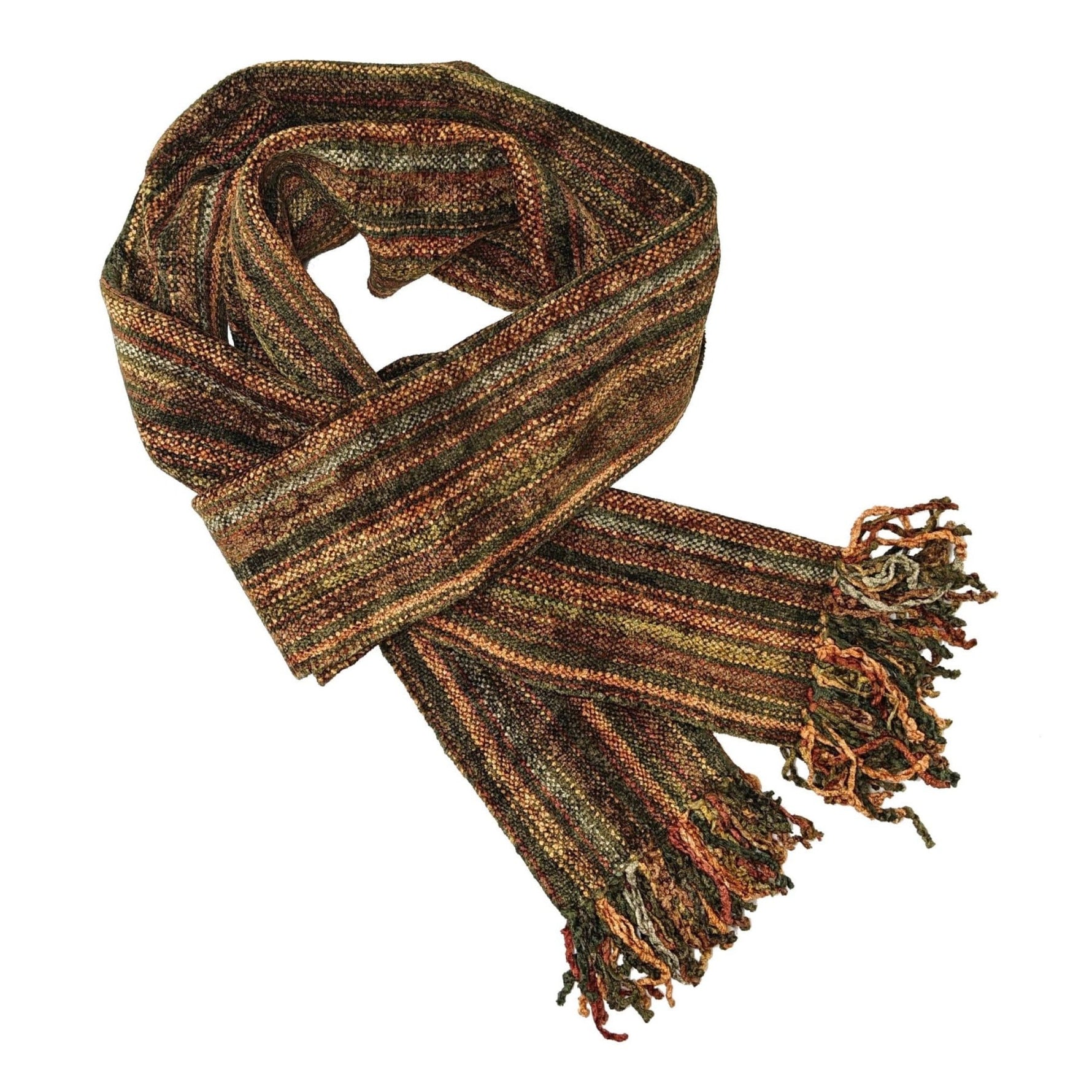 Autumn Micro Stripes Bamboo Chenille Handwoven Scarf - A Thread of Hope Guatemalan Fair Trade