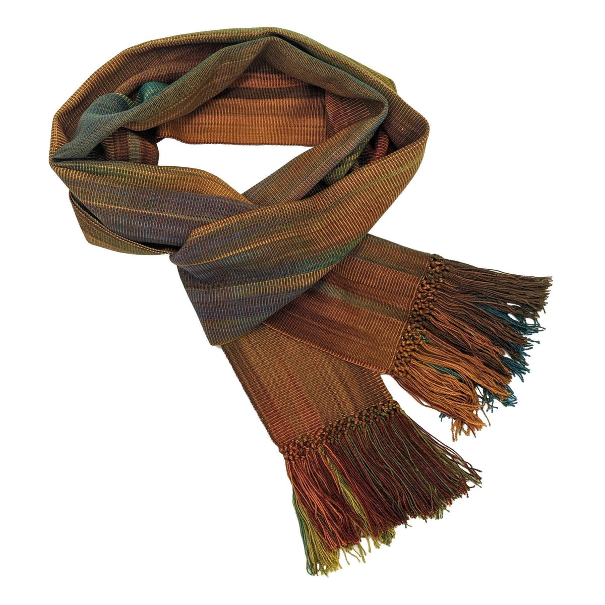 Autumn Rainbow Lightweight Bamboo Handwoven Scarf 8 x 68 - A Thread of Hope Guatemalan Fair Trade