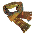 Autumn Rainbow Lightweight Bamboo Open - Weave Handwoven Scarf 8 x 68 - A Thread of Hope Guatemalan Fair Trade