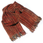 Autumn Rainbow Micro Stripes Bamboo Chenille Handwoven Scarf 8 x 68 - A Thread of Hope Guatemalan Fair Trade