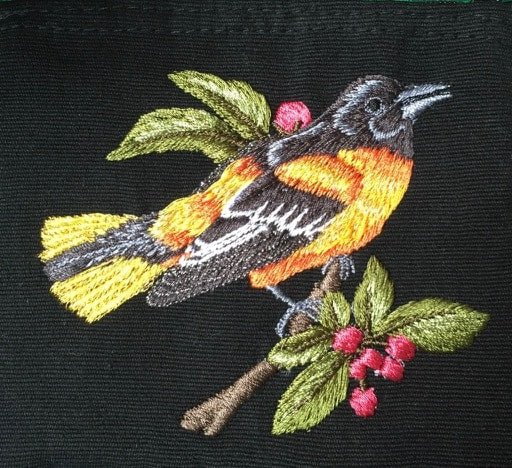 Baltimore Oriole Thread Painted Cotton Coin Purse - A Thread of Hope Guatemalan Fair Trade