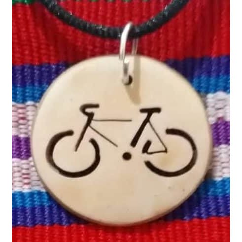 Bicycle Coco Spirit Hand - Carved Coconut Shell Necklace - A Thread of Hope Guatemalan Fair Trade