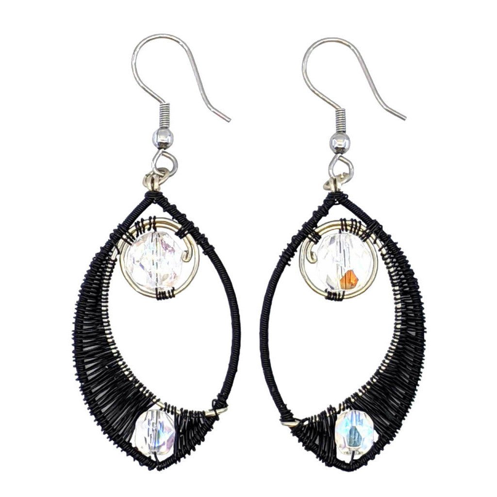 Black and White Fernanda Beaded Earrings - A Thread of Hope Guatemalan Fair Trade