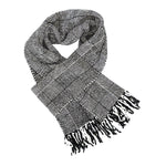 Black and White Log Cabin Weave Bamboo Chenille Handwoven Scarf 8 x 68 - A Thread of Hope Guatemalan Fair Trade