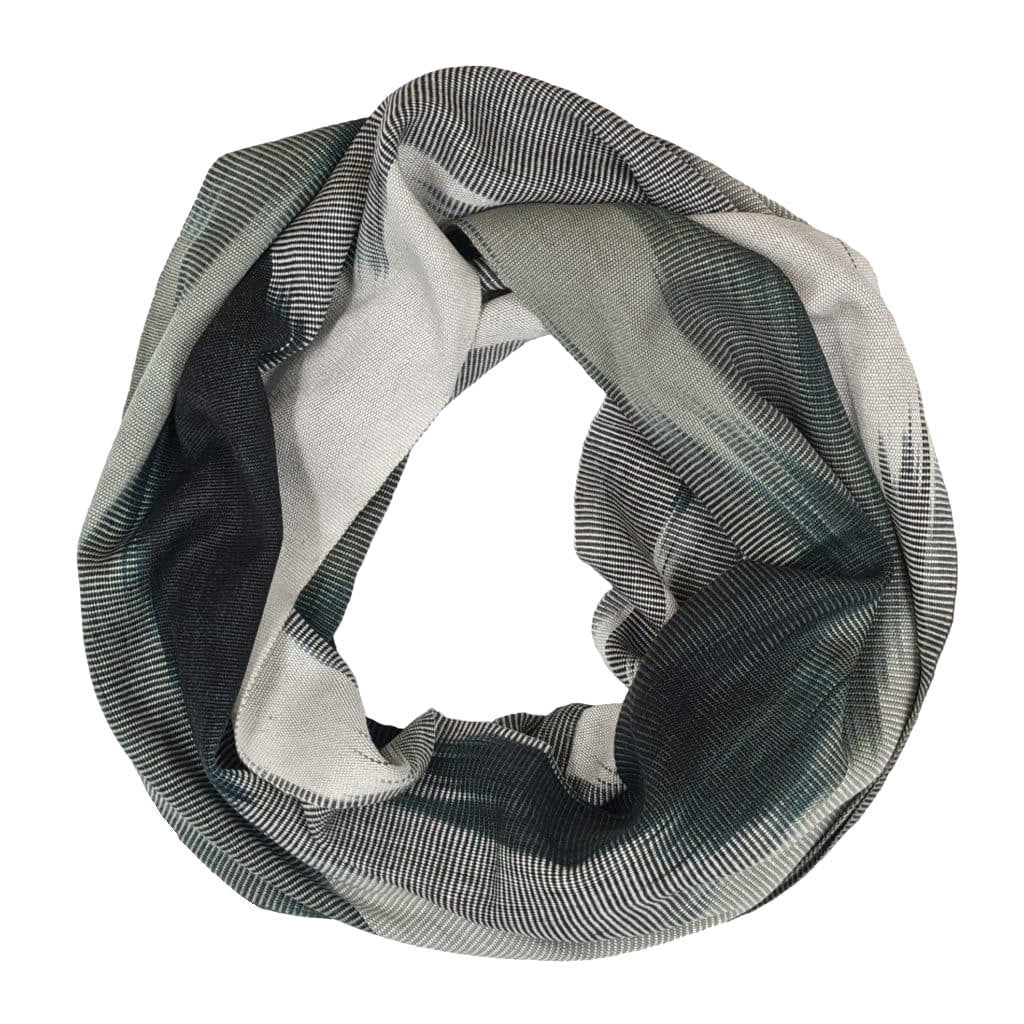 Black, White and Grays Lightweight Bamboo Handwoven Infinity Scarf 11 x 68 - A Thread of Hope Guatemalan Fair Trade