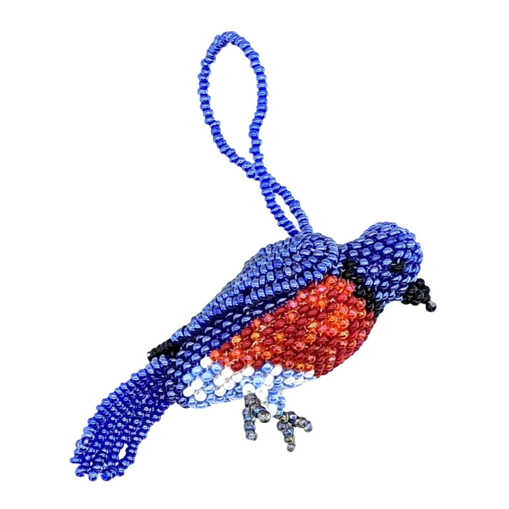 Blue - Fronted Redstart Beaded Bird Ornament - A Thread of Hope Guatemalan Fair Trade