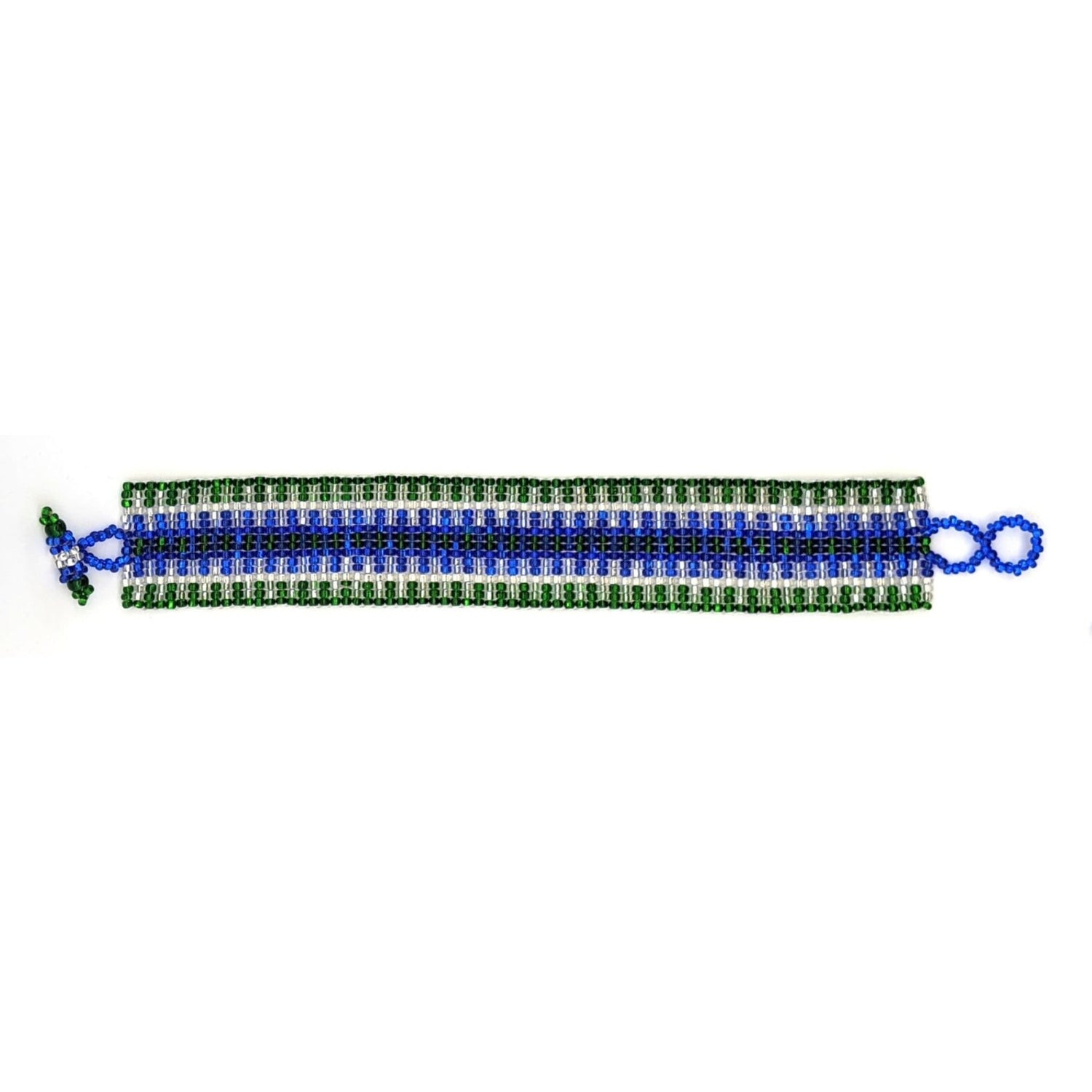 Blue, Green and White Lola Beaded Bracelet - A Thread of Hope Guatemalan Fair Trade