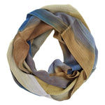 Blue, Olive, Gray and Brown Lightweight Bamboo Handwoven Infinity Scarf 11 x 68 - A Thread of Hope Guatemalan Fair Trade