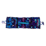 Blues and Purples Maya Gods and Symbols Hand - Embroidered Bracelet with Glass Beads Closure - A Thread of Hope Guatemalan Fair Trade