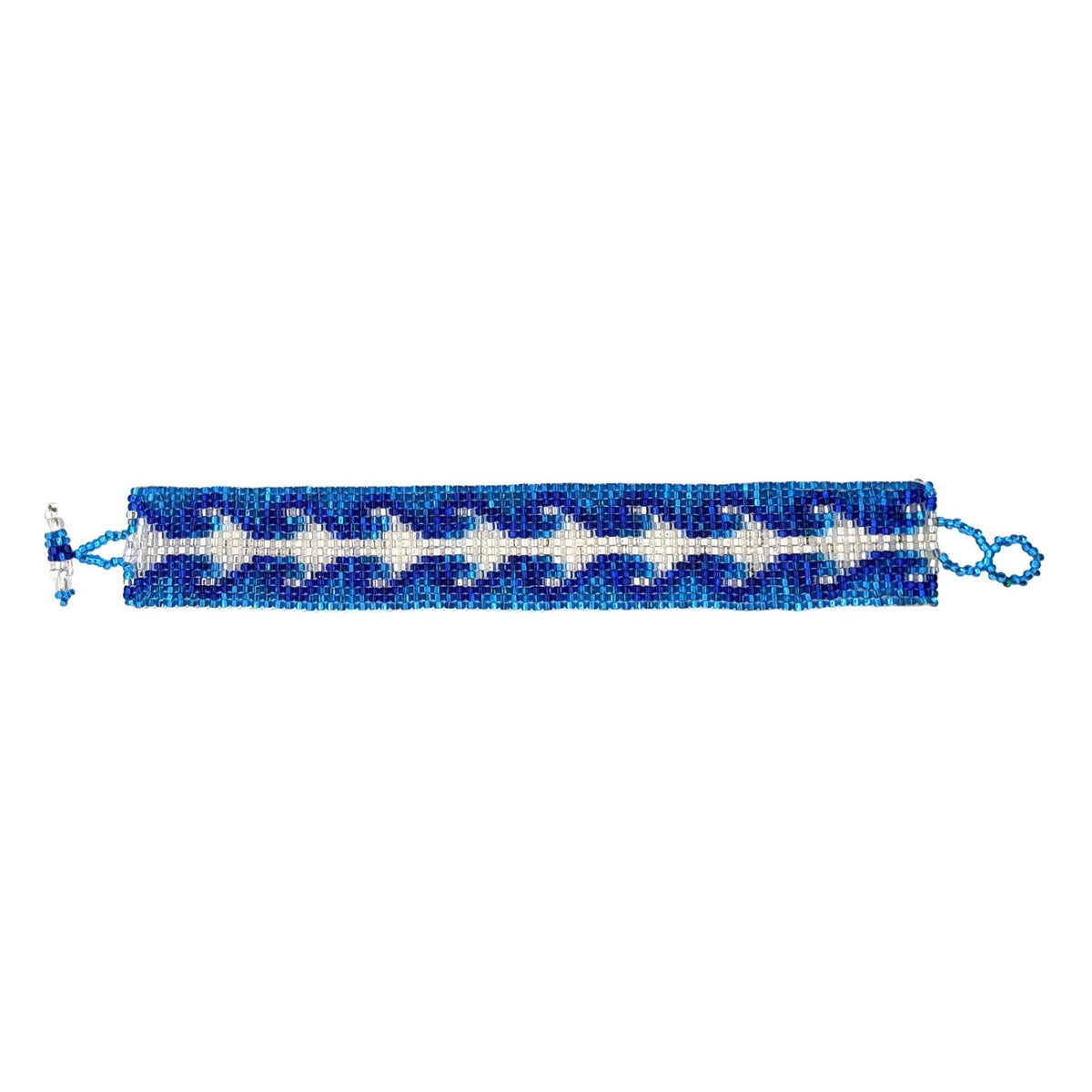 Blues and White Hearts Beaded Bracelet - A Thread of Hope Guatemalan Fair Trade