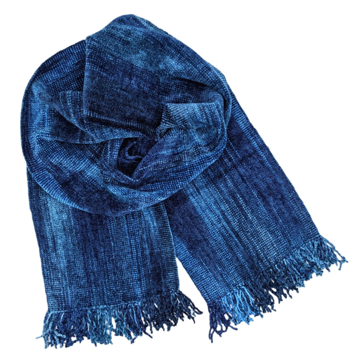 Blues Bamboo Chenille Handwoven Scarf 8 x 68 - A Thread of Hope Guatemalan Fair Trade