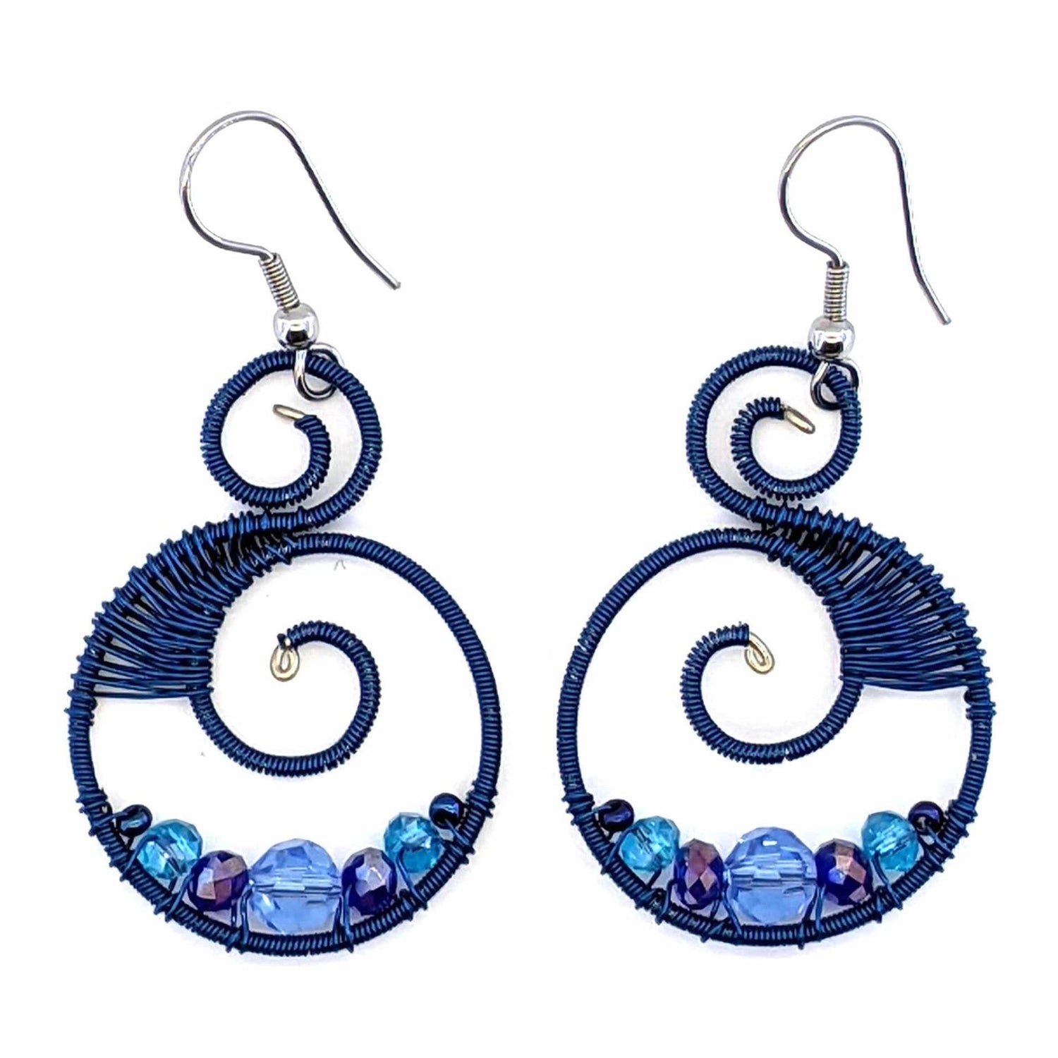 Blues Celestina Beaded Earrings - A Thread of Hope Guatemalan Fair Trade