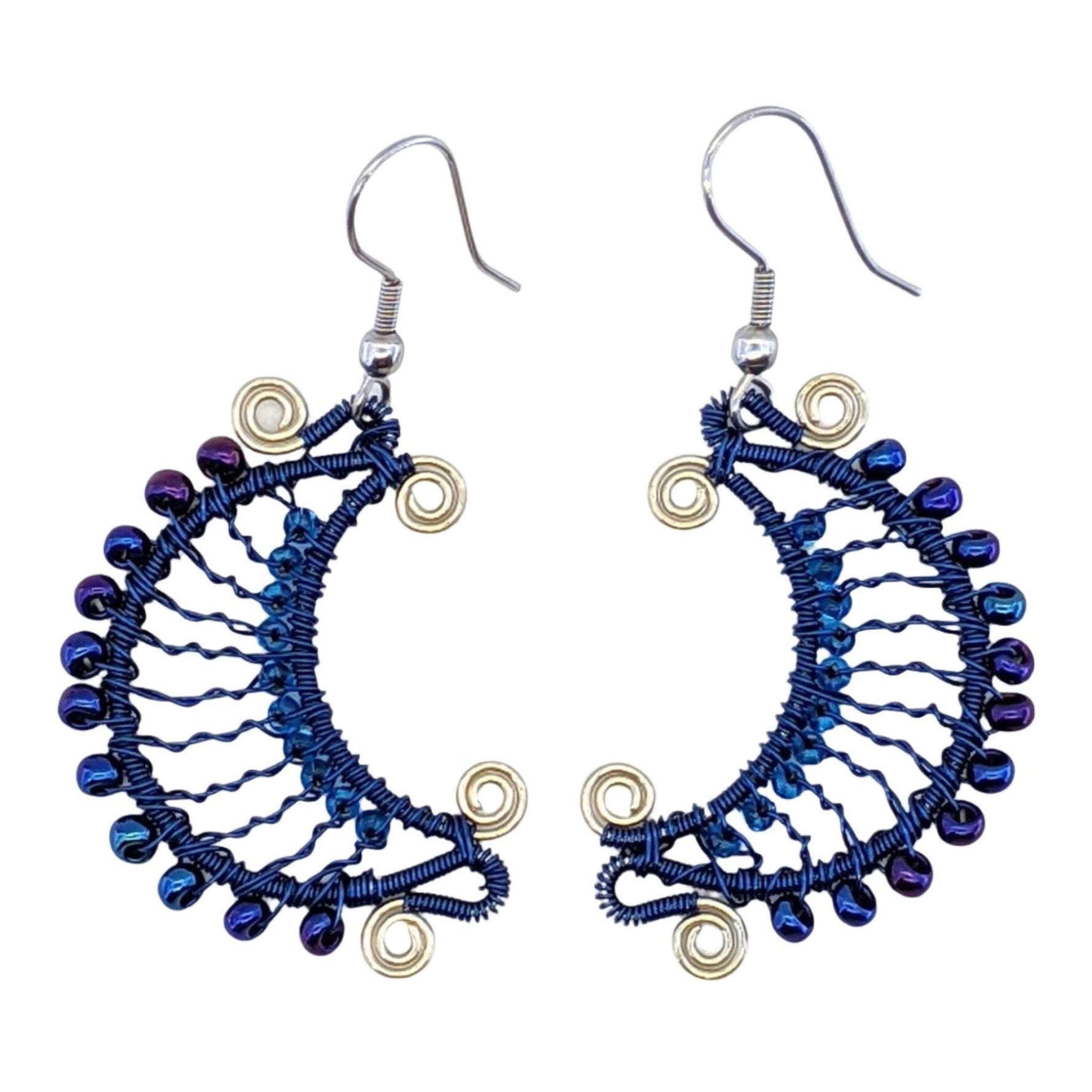 Blues Crescent Moon Earrings - A Thread of Hope Guatemalan Fair Trade