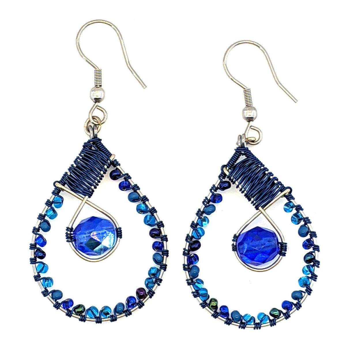 Blues Emilia Beaded Earrings - A Thread of Hope Guatemalan Fair Trade