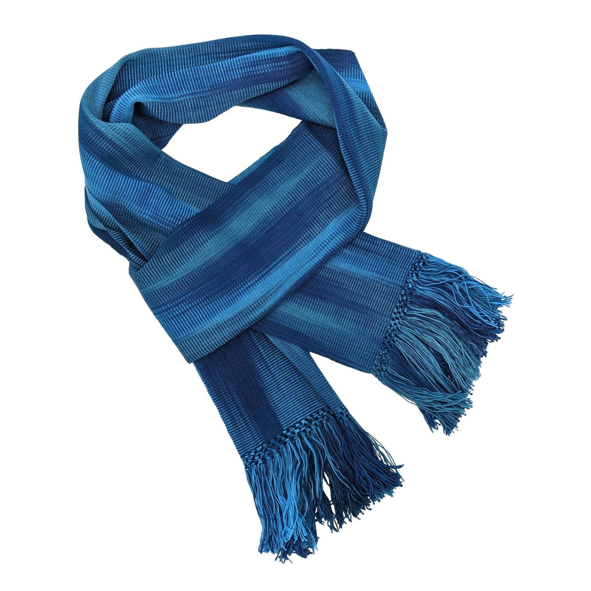 Blues Lightweight Bamboo Handwoven Scarf 8 x 68 - A Thread of Hope Guatemalan Fair Trade