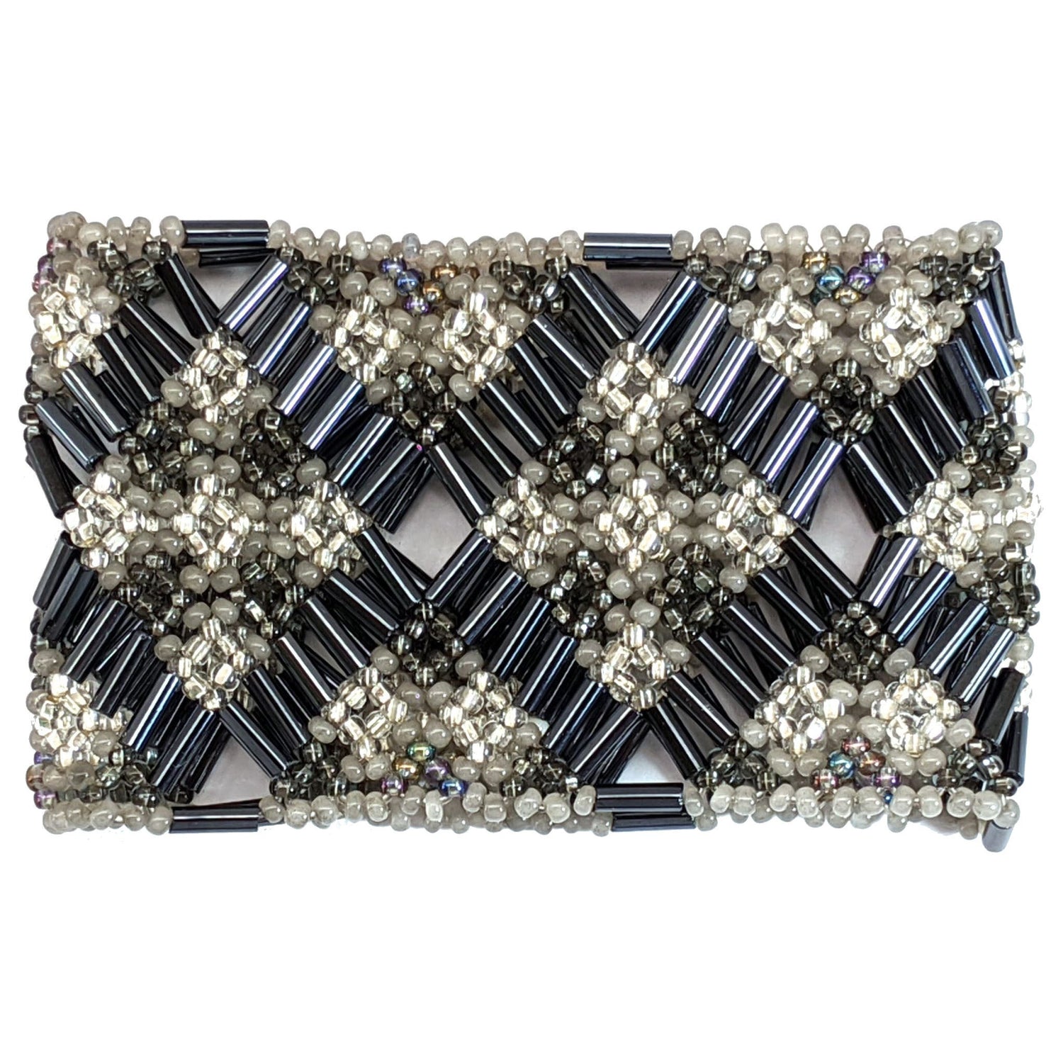 Grays Beaded Elastic Geometric Cuff