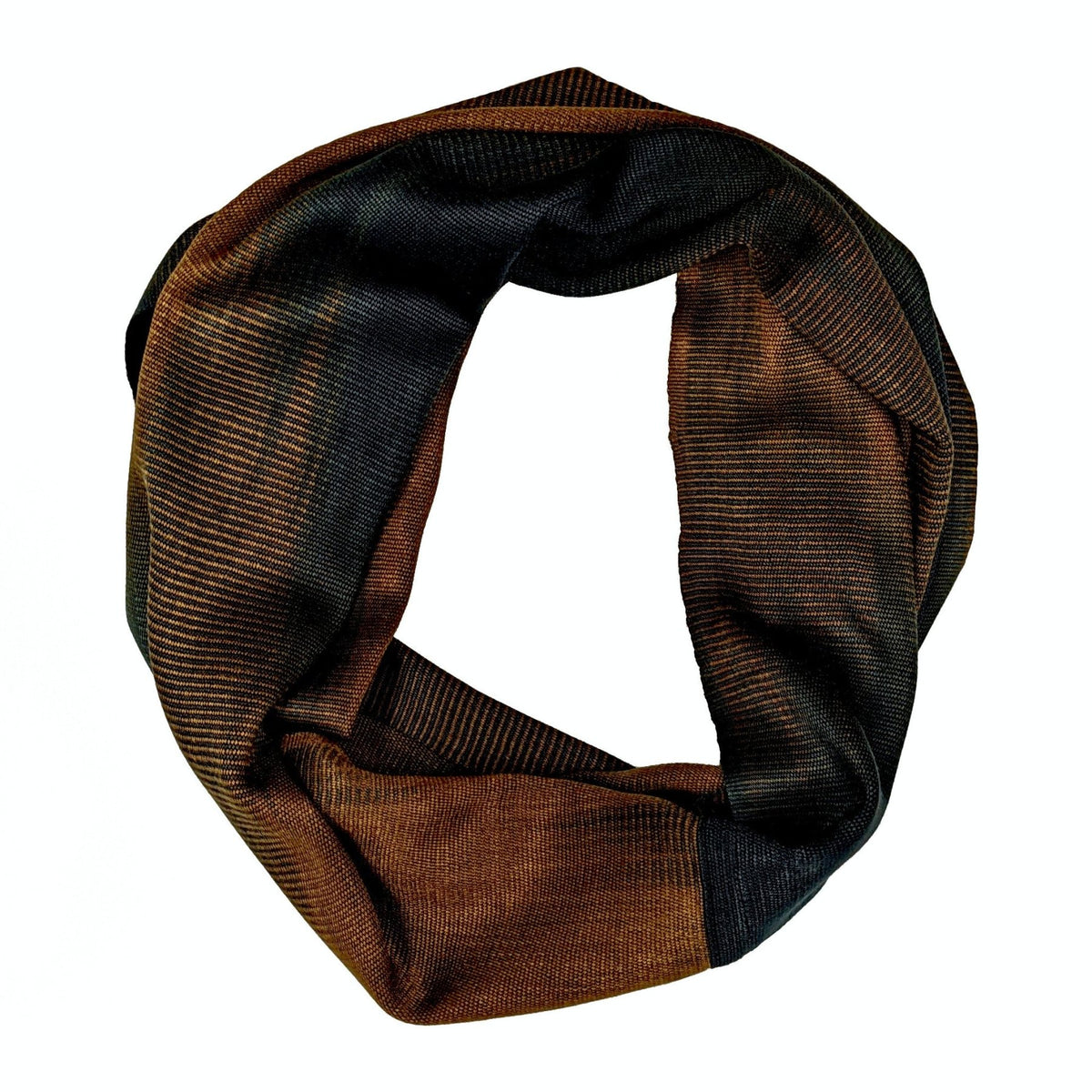 Browns and Black Lightweight Bamboo Handwoven Infinity Scarf 11 x 68 - A Thread of Hope Guatemalan Fair Trade