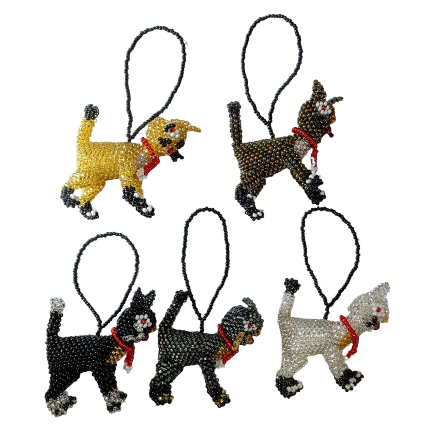 Cat Beaded Christmas Ornament - A Thread of Hope Guatemalan Fair Trade