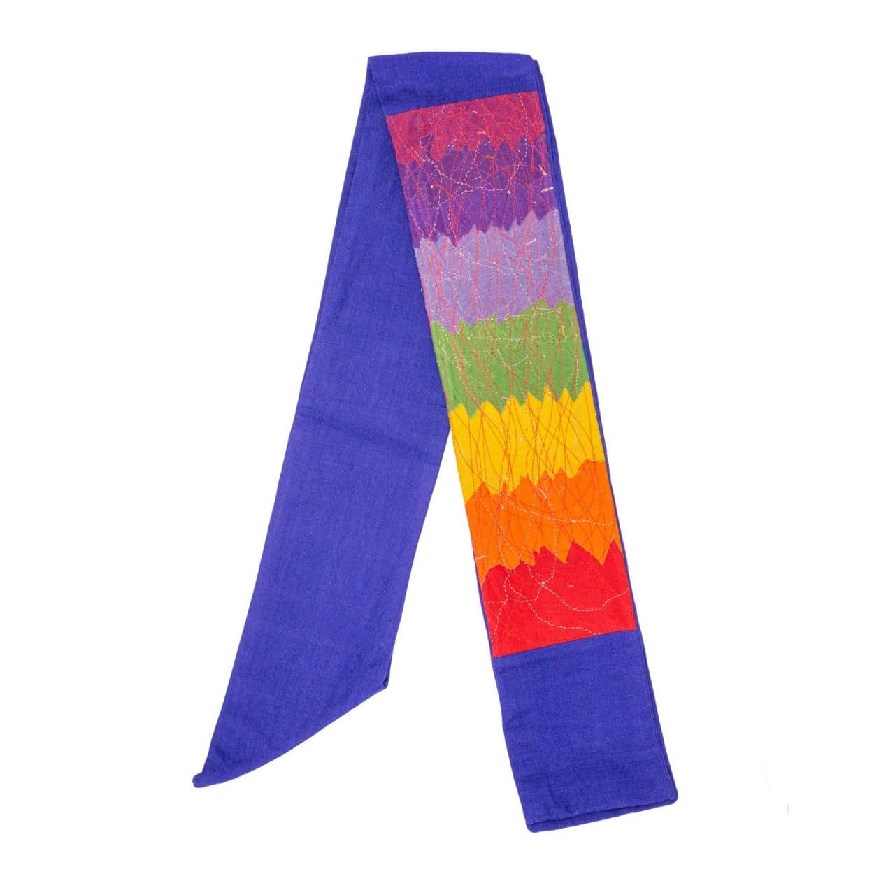 Contemporary Clerical Stole - Rainbow and Blue - A Thread of Hope Guatemalan Fair Trade