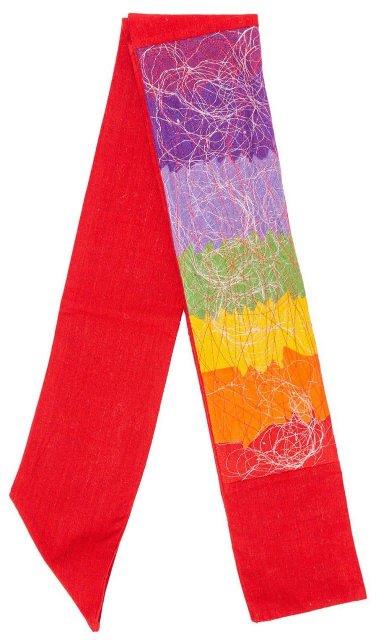 Contemporary Clerical Stole - Rainbow and Red - A Thread of Hope Guatemalan Fair Trade