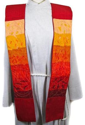 Contemporary Clerical Stole - Red - A Thread of Hope Guatemalan Fair Trade