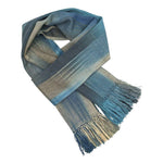 Denim (Blue, Black, Cream and Gray) Lightweight Bamboo Handwoven Scarf 8 x 68 - A Thread of Hope Guatemalan Fair Trade