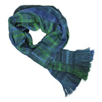 Emerald Green and Sapphire Blue Lightweight Bamboo Open - Weave Handwoven Scarf 8 x 68 - A Thread of Hope Guatemalan Fair Trade